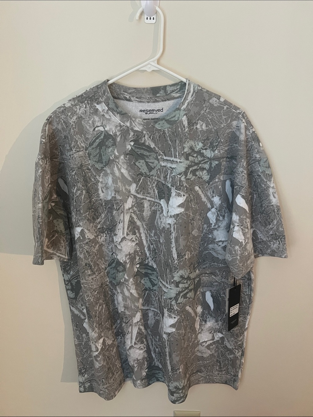 Reserved Gray and White Camouflage Short Sleeve Tee